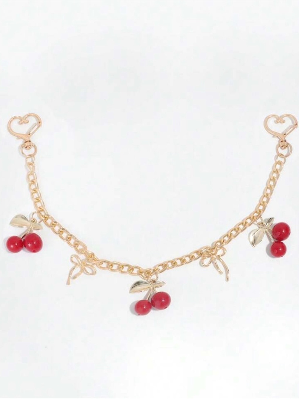 Gold Cherry Charm Bracelet with Red Cherry Accents